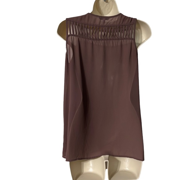 Naked Zebra Sheer Dark Mauve Sleeveless Tank Shirt Size Small - Picture 3 of 5